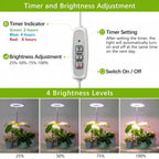 Plant Grow Light,LED Growing Light Full Spectrum for Indoor Plants,Height Adjustable, Automatic Timer, 5V Low Safe Volta