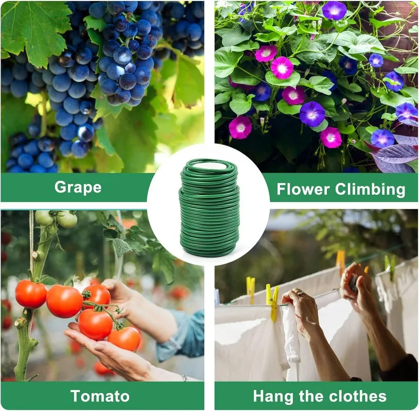 Garden Plant Twine Green Cable Ties Flexible Bendy Vine Support Twist Ties Reusable Plant Branches Rubber Coated Steel Wire