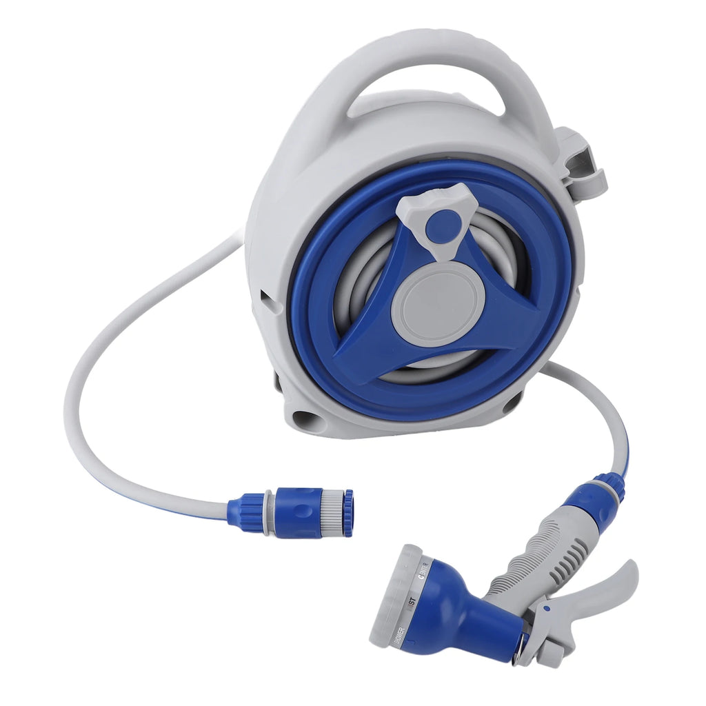 Garden Hose Reel Handheld Sunproof Hose Reel with 15m Water Pipe Nozzle for Home Yard Watering Hose Reel Watering Car