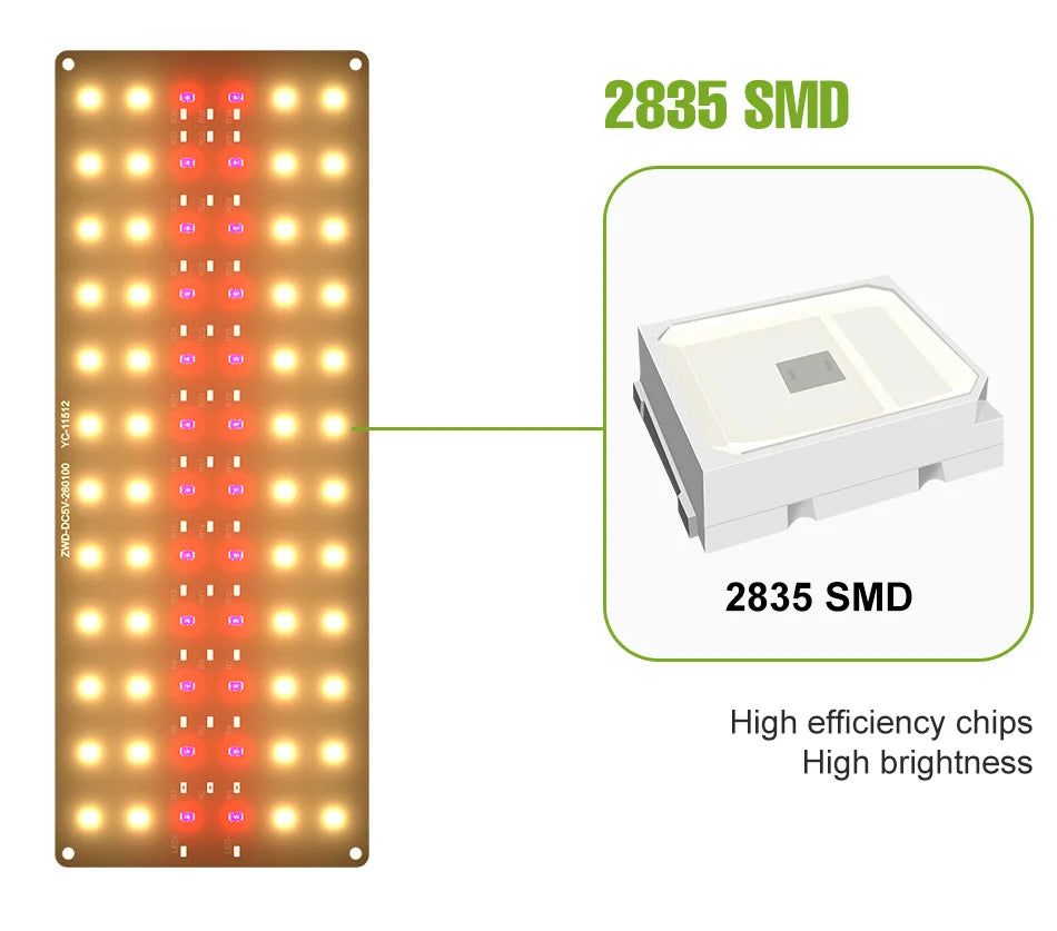 LED Grow Light Full Spectrum Quantum Board Lamp For Indoor Growth Box Flower Plants Cultivation Dimmable With Timing Auto On/Off
