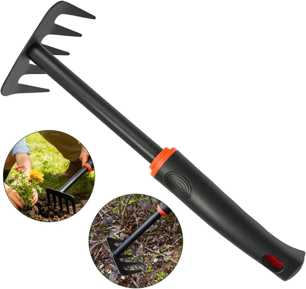 small garden weed rake multi purpose gardening weeding tool for leaves, vegetable plot, backyard and farm planting cultivation