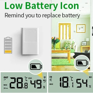 Wireless Indoor Outdoor Thermometer Hygrometer Digital Temperature Humidity Monitor With Remote Sensor Home Weather Station