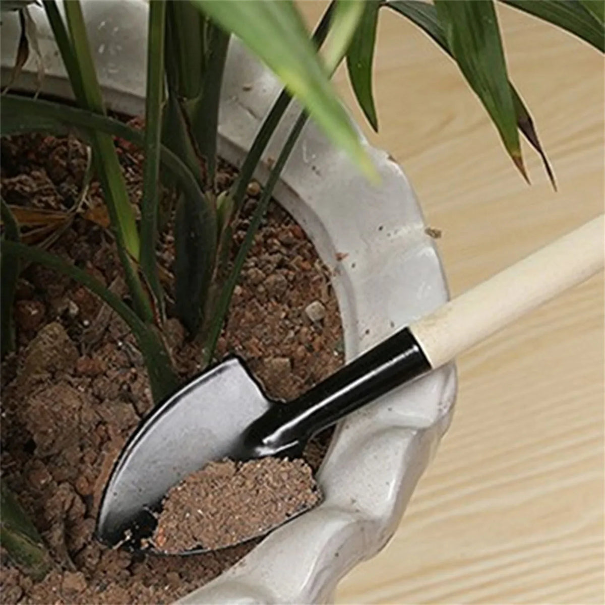 3-Piece Mini Garden Tools Set, Wooden Handle Shovel Rake Trowel for Succulent Plant Bonsai Care, Household Gardening Gift Idea