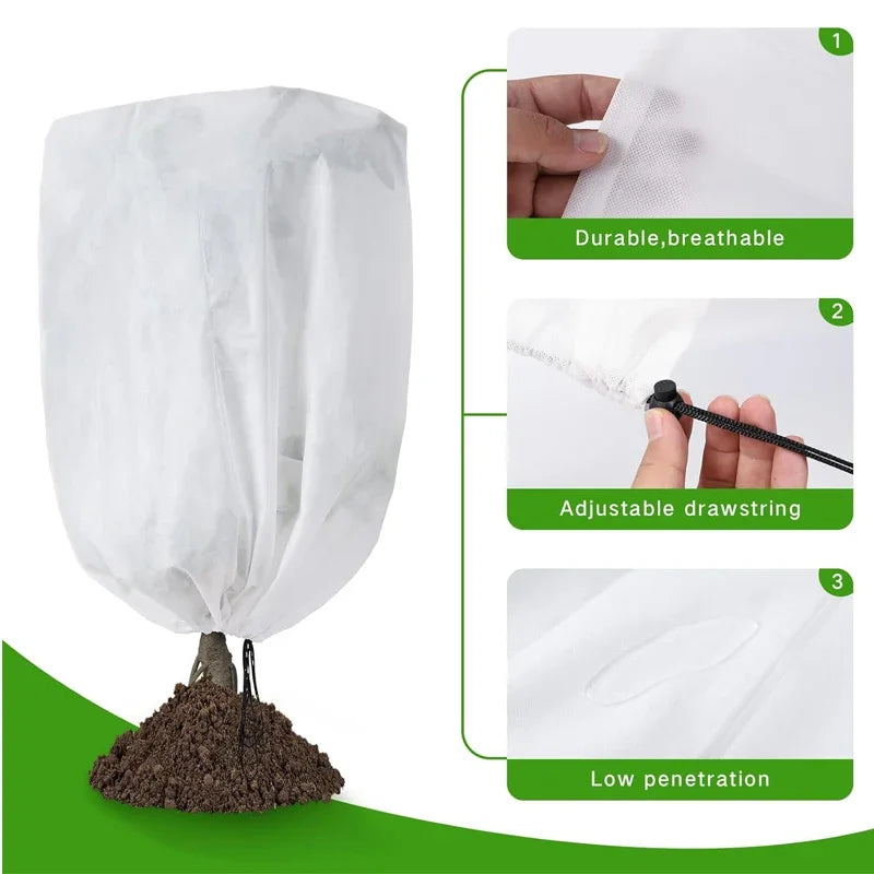 Winter Plant Cold-proof Cover Plant Protection and Warmth Covers Drawstring Zipper Fixed Non-woven Fabric Casing Outdoors Garden