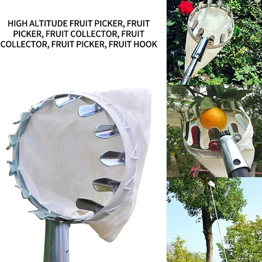 3-in-1 Fruit Harvesting Tool Set for Berry Picking with Telescopic Pole and Collection Bag Gardening Supplies