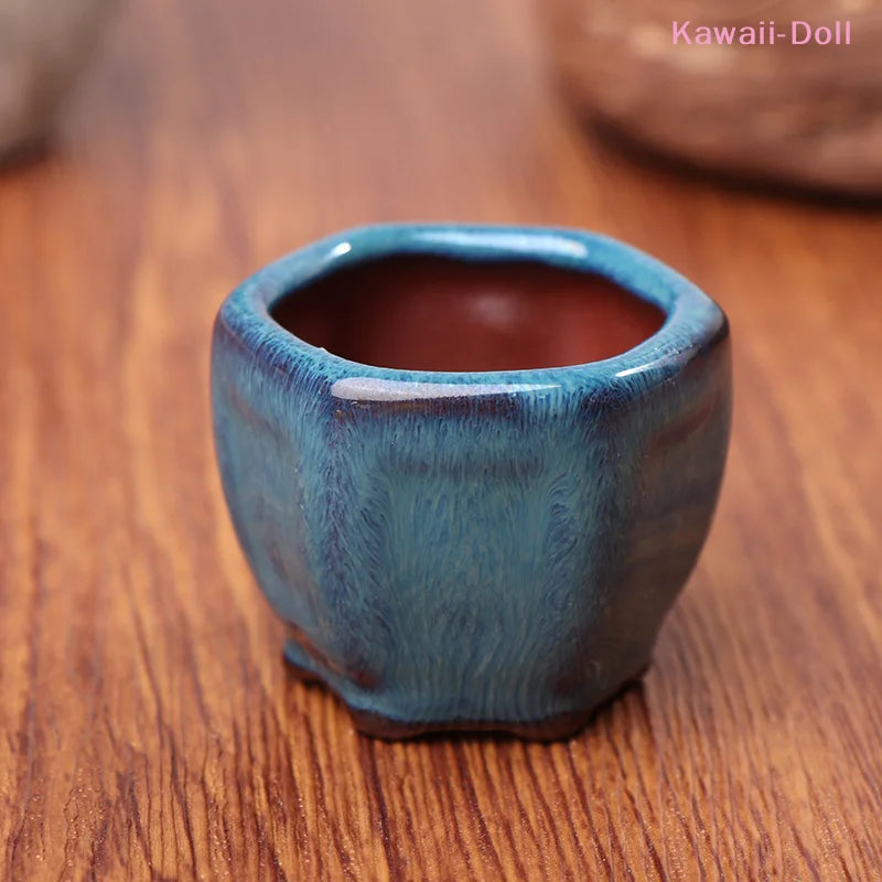 Dollhouse Mini Plant Pots Flower Pot With Holes Bonsai Flowerpot Purple Sand Craft Chinese Style Plant Pot Planter Garden Decor