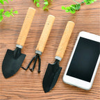 3-Piece Mini Garden Tools Set, Wooden Handle Shovel Rake Trowel for Succulent Plant Bonsai Care, Household Gardening Gift Idea