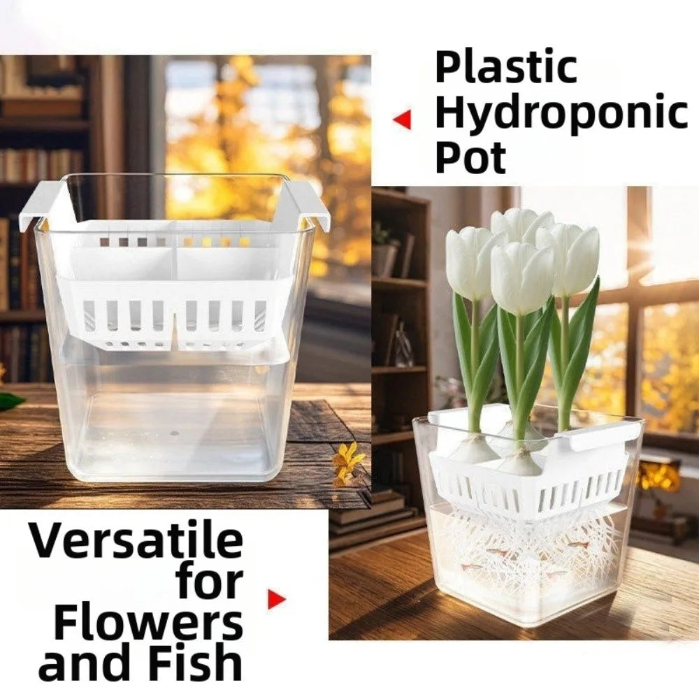 4 Grids Hydroponics Nursery Pots Planter Containers Clear Tulip Bulb Planter Plastic Square Planting Basket Indoor Gardening