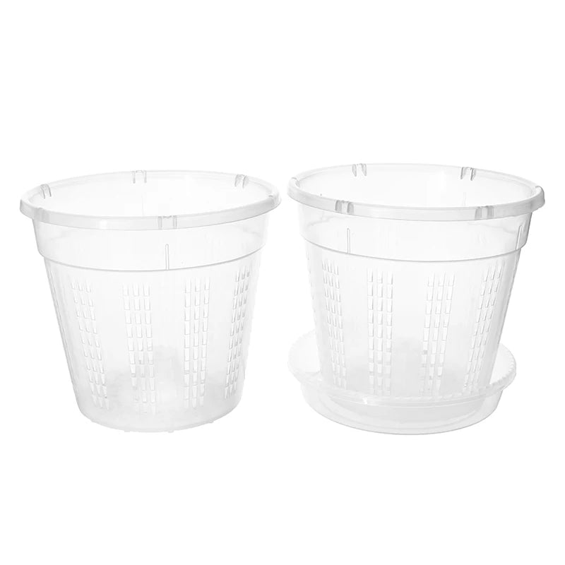 1Pc Household Garden Planter Drainage Pots With Holes Transparent Orchid Baskets Plastic Breathable Flower Pots Accessories