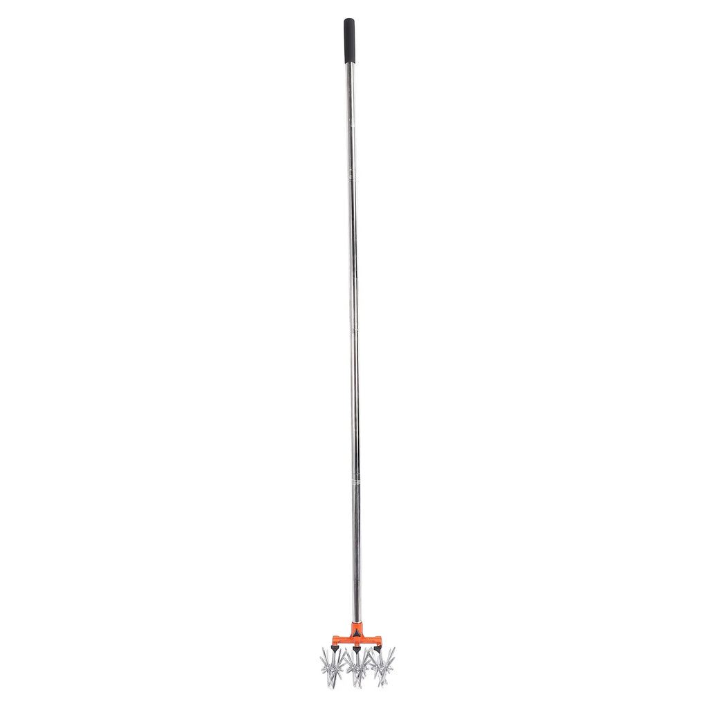 Manual Rotary Cultivator Tool Stainless Steel Teeth Adjustable Handle Garden Hand Tiller for Lawn