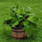 Imitation Wood Flower Pot Plastic Barrel Planter Retro Wooden Barrel Planters Garden Pots for Soil Planting Flowers Bonsai Pots