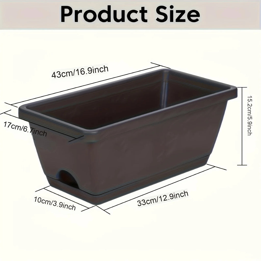 3 Pieces Window Box Planter Rectangle Plant Containers Decors with Drainage Holes Flower Pot Plant Pot for Outdoor Garden Home