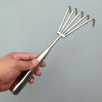 3/5 Claws Garden Hand Rake Manual Integrated Small Leaf Rakes Gardening Tool Stainless Steel Weeding Removal Puller Garden Yard