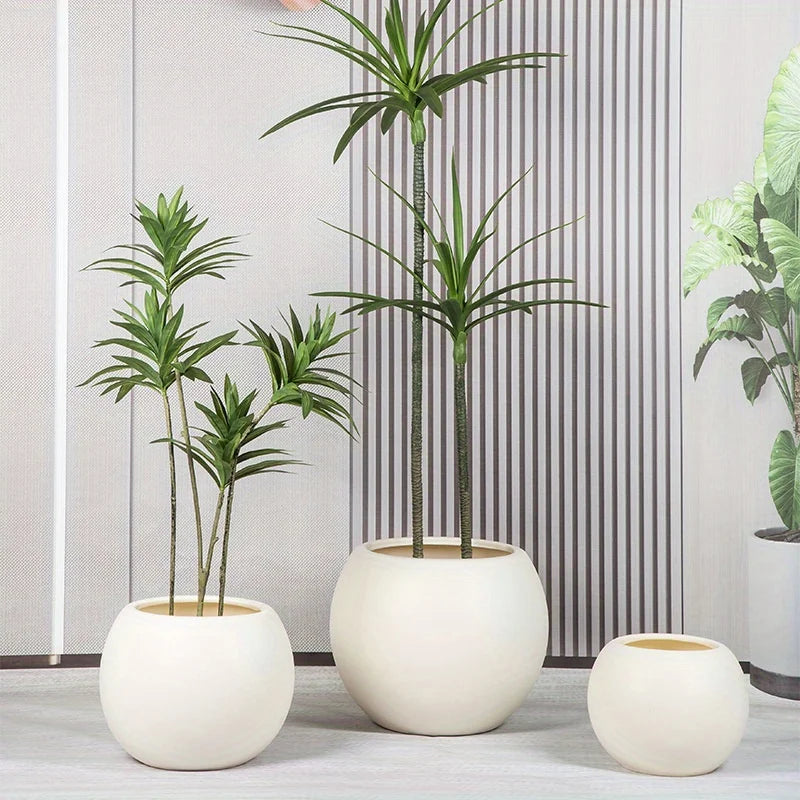 Indoor Outdoor Round Flower Pots, Lightweight Unbreakable Plastic Planters for Garden,  Balcony & Home Flower Planting