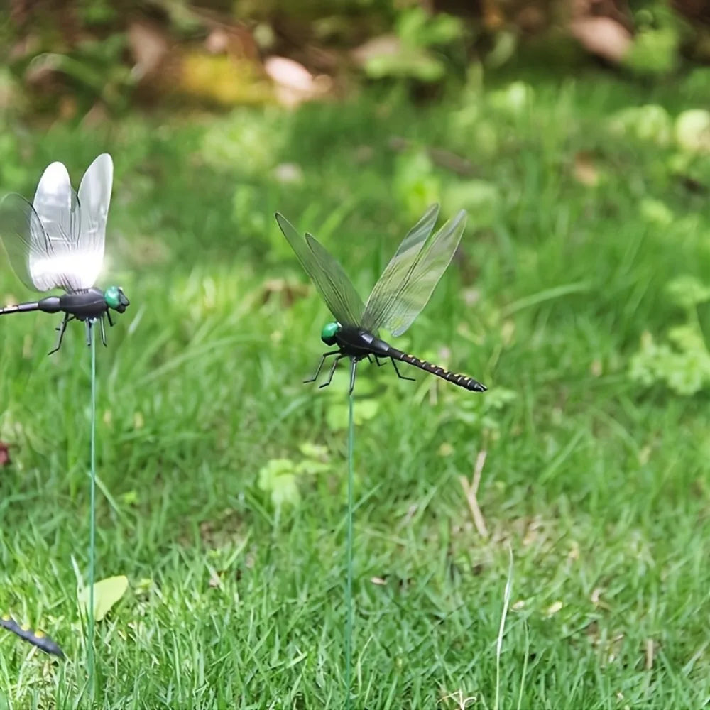 Dragonfly Garden Stakes, 10-Piece Plastic Flower Pot Decorations