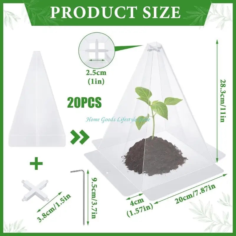 E74E 20pcs Clear Plastic Plant Protectors for Seedling Defense Sun Frosts Snail Bird