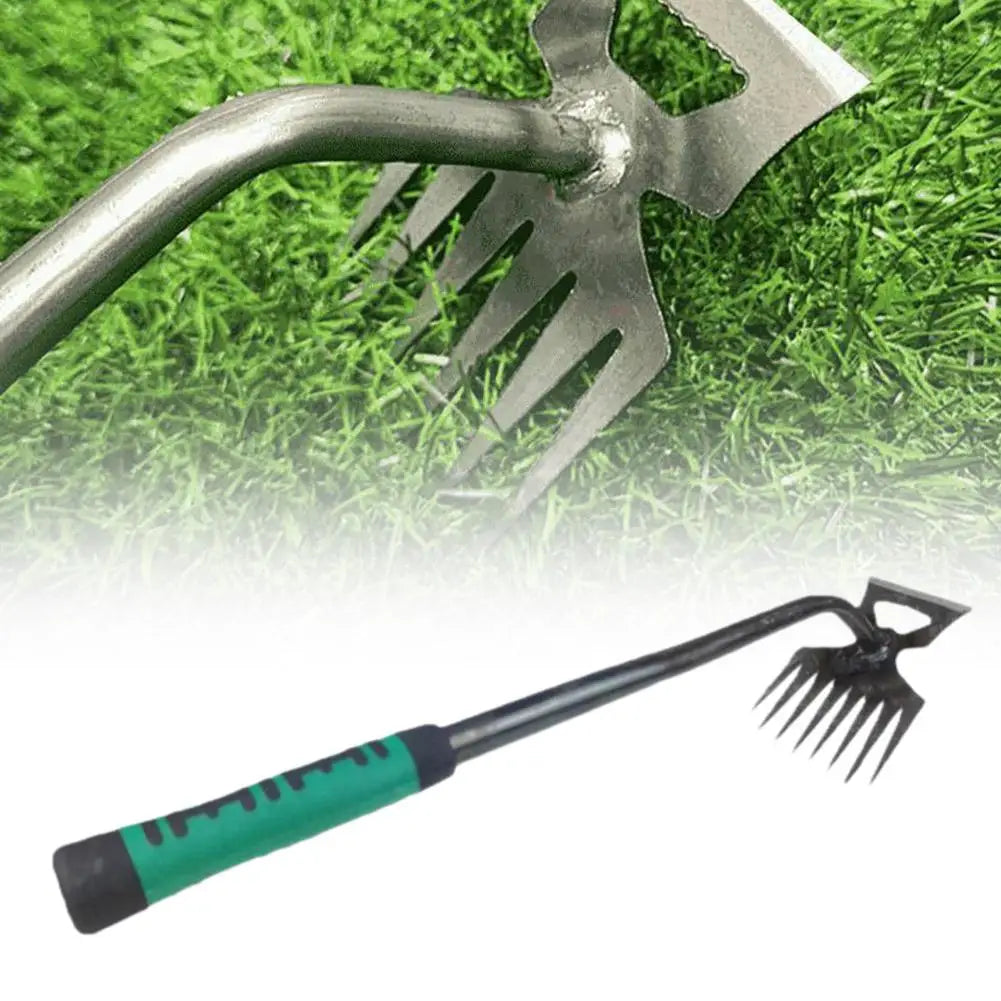 8 Teeth Garden Weed Rake 2In1 Garden Rake Manual Weed Grass Rooting Tool Puller Shovel Hand Gardening Loose Soil Tool