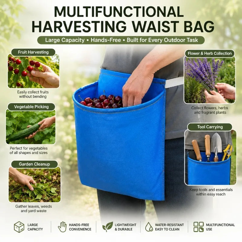 Fruit and Vegetable Picking Apron Garden Fruit Picking Bag Waterproof and Portable Agricultural Picking Waist Bag