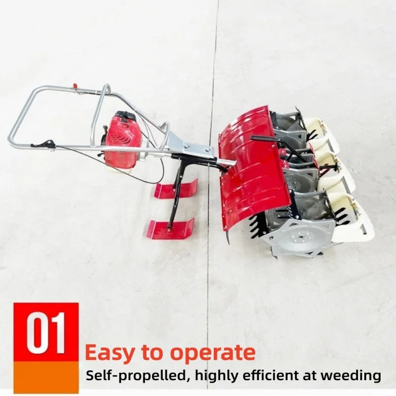 Lightweight Hand Push Row Crop Weeder Walking Inter-row Cultivator Labor Saving Soil Loosening Weeding Machine