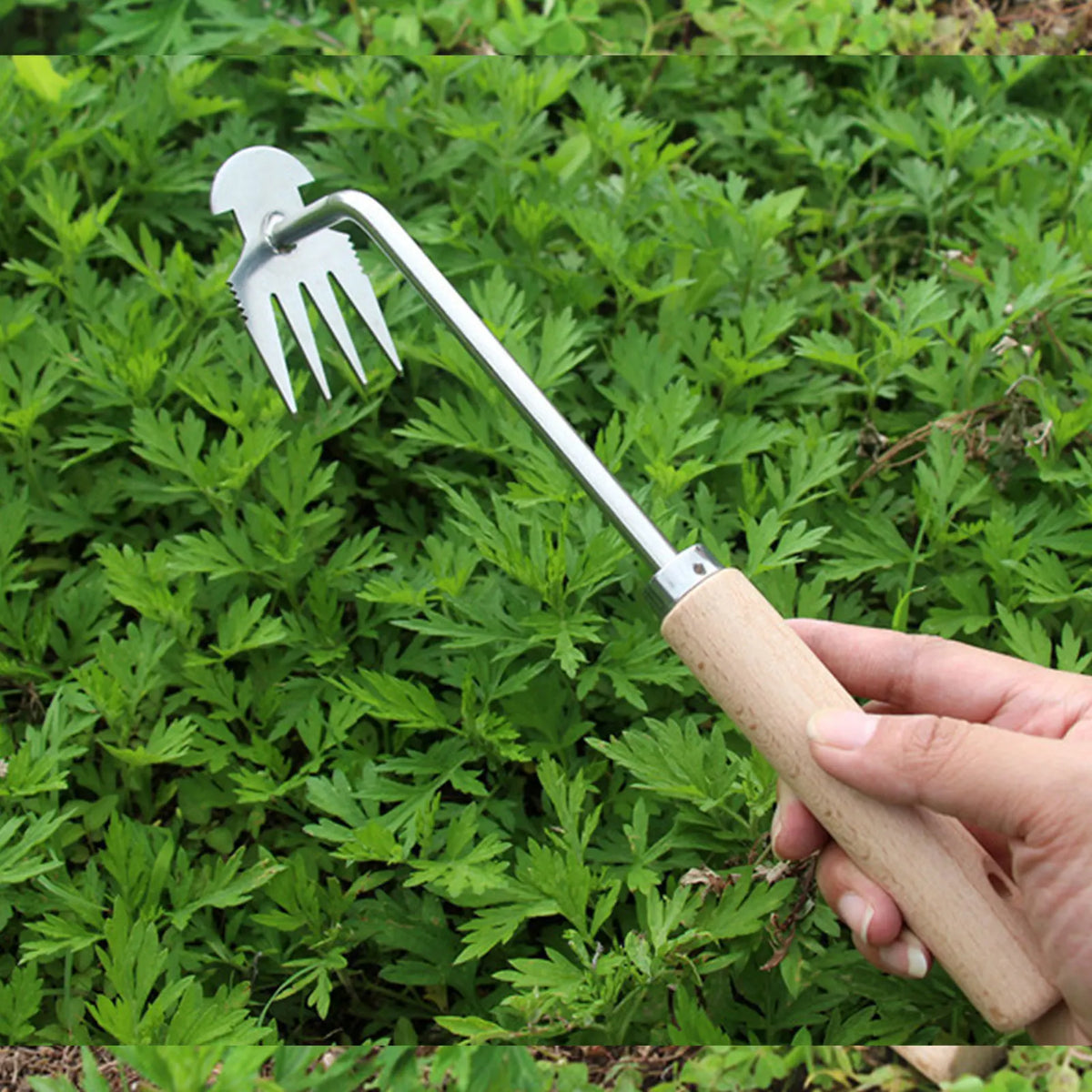 Stainless Steel Grass Rooting Weeding Tool Garden Hook Puller With Handle For Easily Removing Weeds Planting Shovel Harvesting