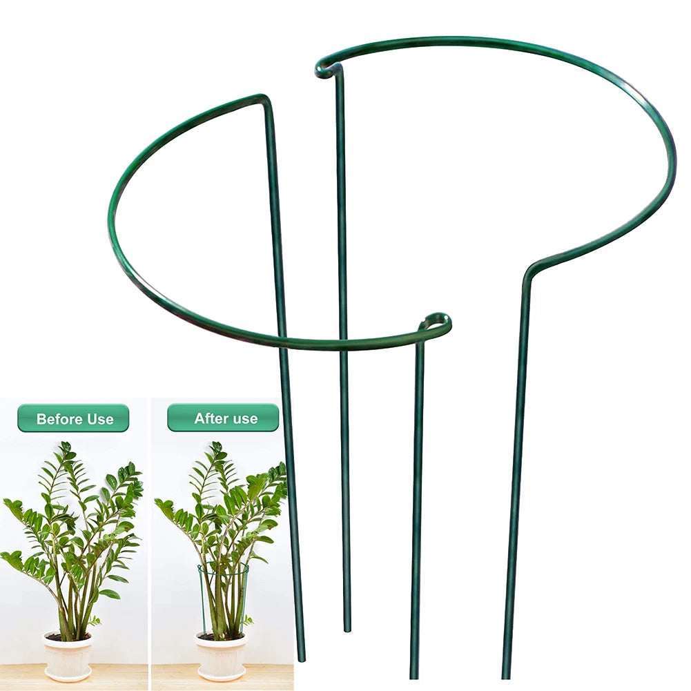 Green Metal Plant Support Stakes, 2-Piece Set