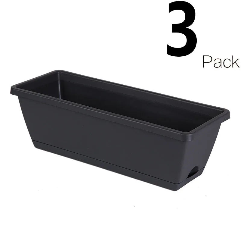 3 Pieces Window Box Planter Rectangle Plant Containers Decors with Drainage Holes Flower Pot Plant Pot for Outdoor Garden Home