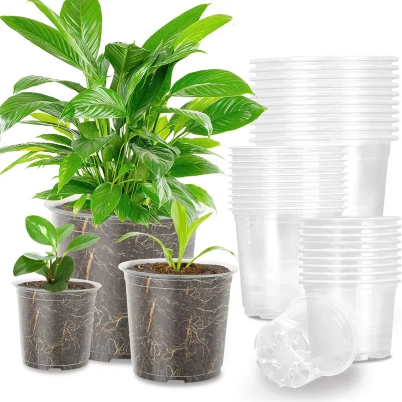 5pcs Home Garden Round Planter Pot Orchid Nursery Container Planter Container Transparent Orchid Container Round Starting Pot