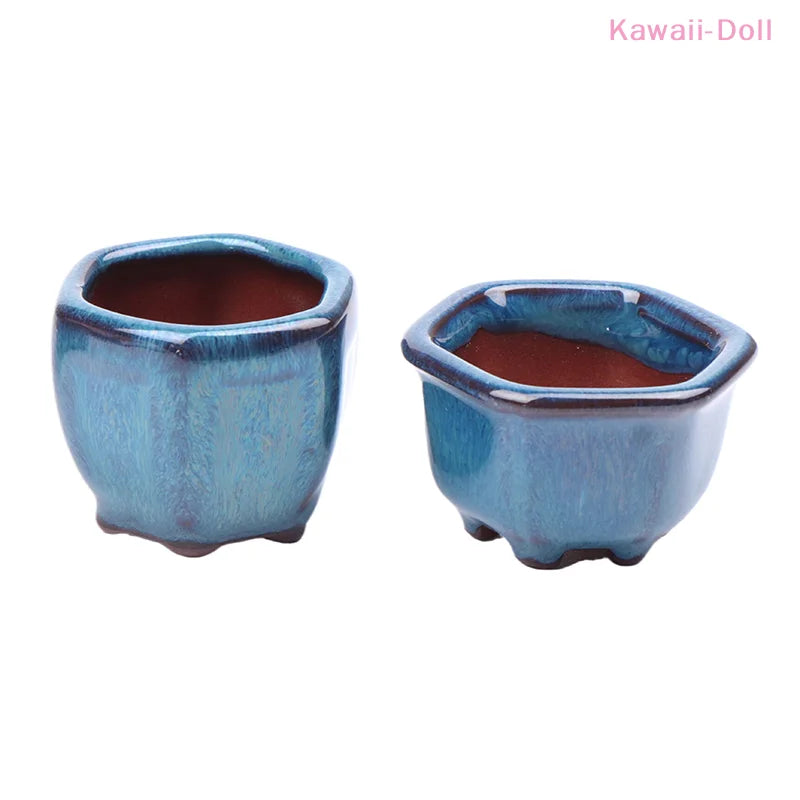 Dollhouse Mini Plant Pots Flower Pot With Holes Bonsai Flowerpot Purple Sand Craft Chinese Style Plant Pot Planter Garden Decor
