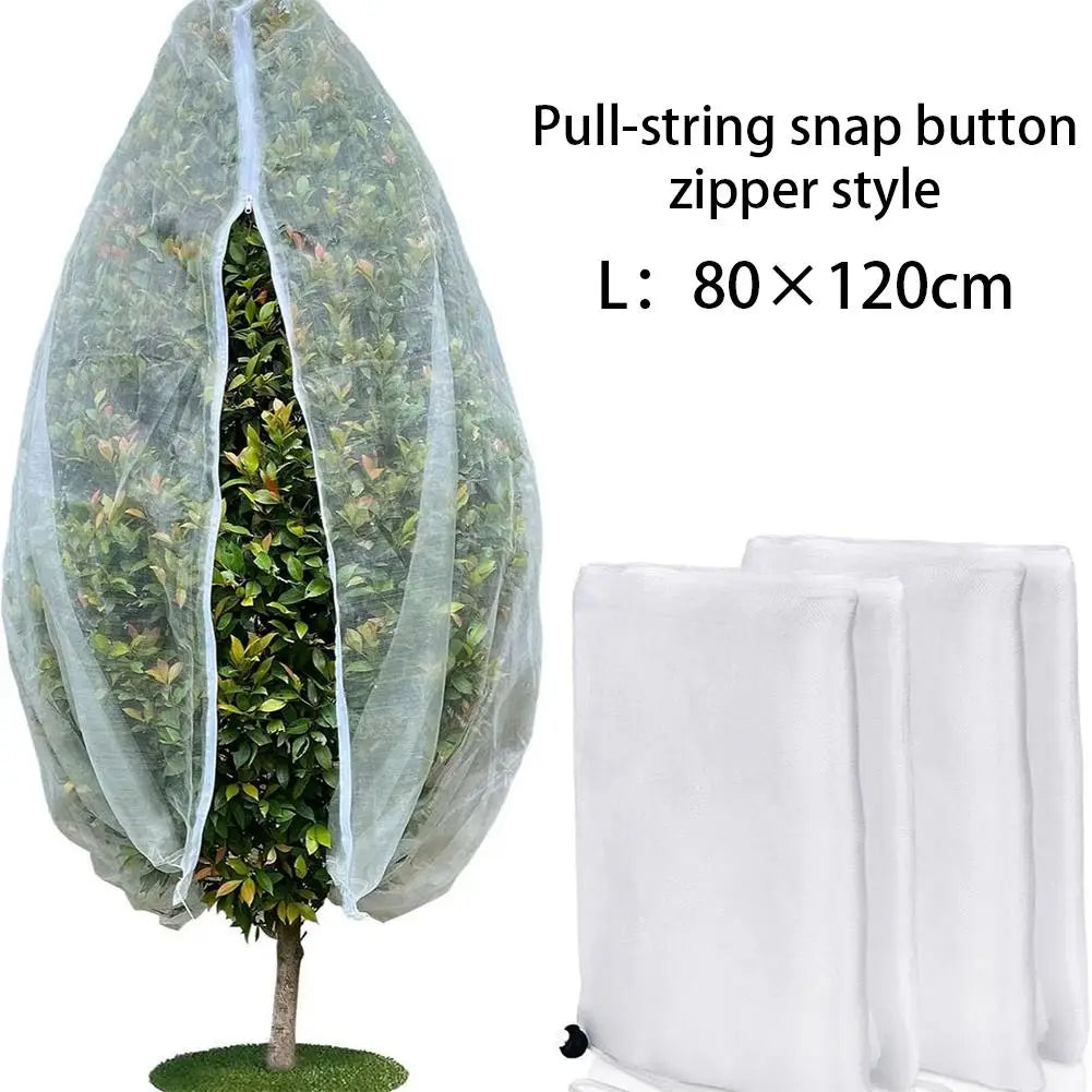 Insect Netting Cover for Plants with Zipper & Drawstring Breathable Anti-Bug Mesh for Garden Vegetables, Trees & Potted Plants
