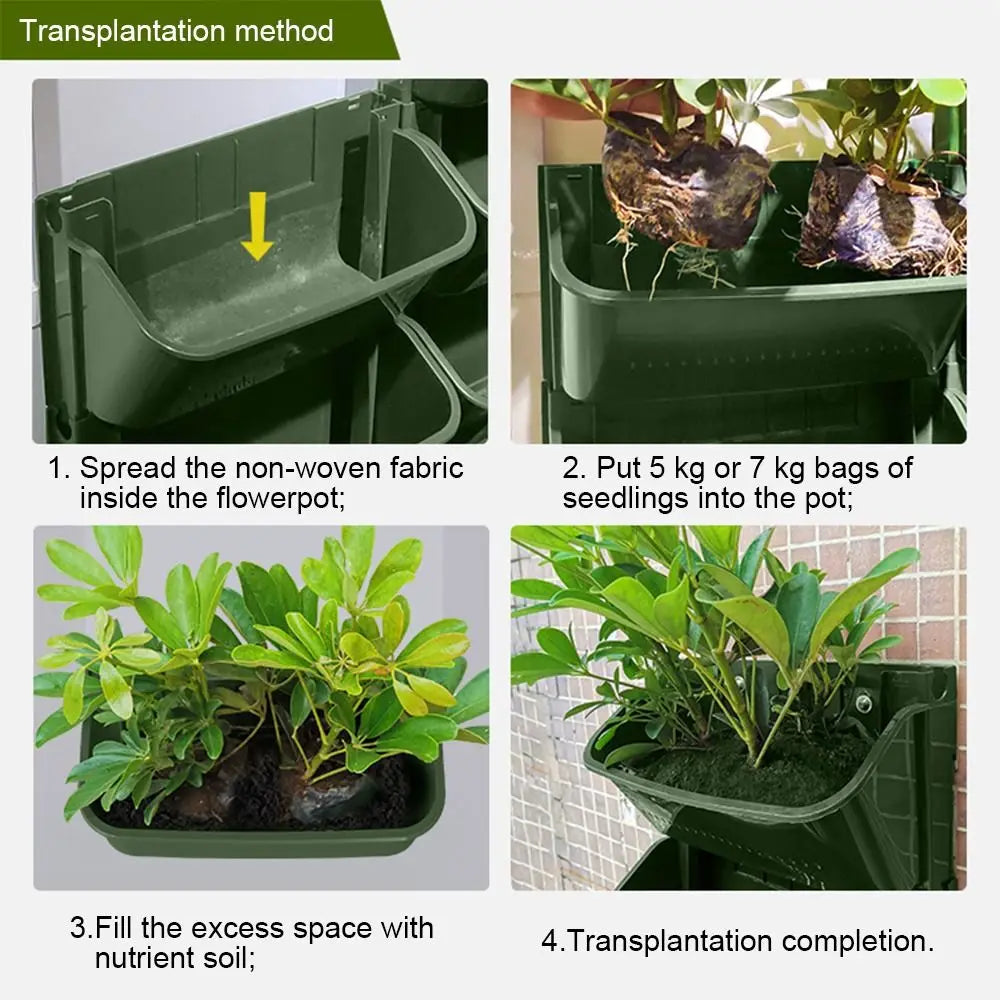 1PC Hanging Garden Plant Wall Flower Pot Container Wall Hanging Vertical Green wall-mounted Plastic Planting Box Home Decor