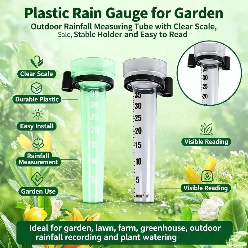 35mm Rain Gauge Rainwater Meter Water Rain Measurement Tool Outdoor Garden Ground Rainfall Guage
