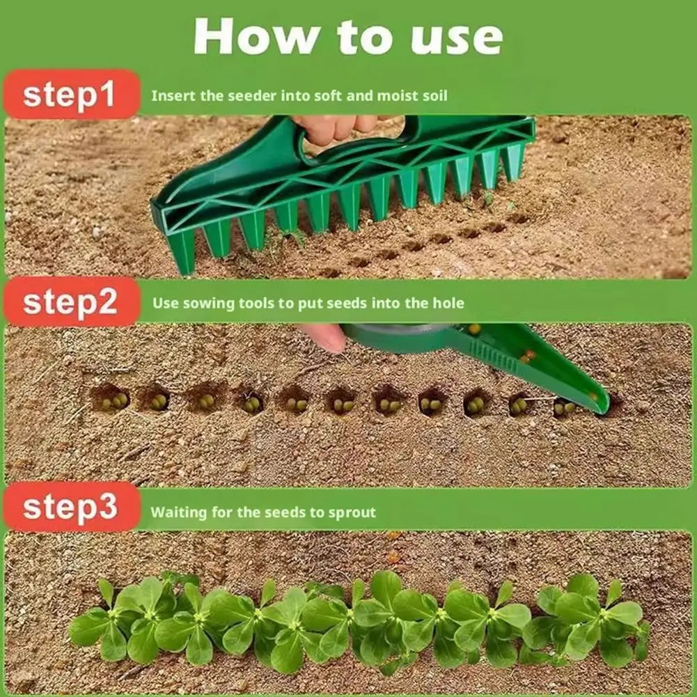 Garden Seeder Tool Manual Seeds Spreader Soil Puncher Seed Spacer & Soil Loosener for Easy Planting