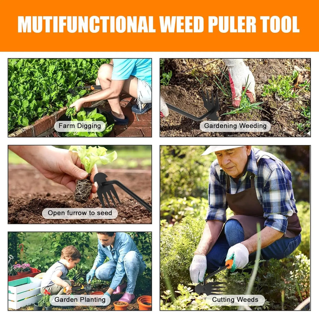 5/6/8/11 Teeth Gardening Hand Weeder Tools with Long Handle Durable Weeding Artifact Uprooting Weeding Tool Garden Loosening Hoe