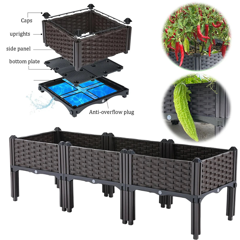 Plastic Raised Garden Bed with Legs Raised Planter Box Elevated Planting Container for Gardening Vegetables Fruits Flowers