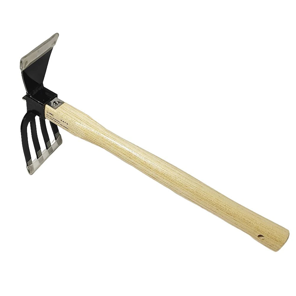 Wooden Handle Garden Rake Cultivator Dual-purpose Hoe Mini Hoe & Tiller for Digging Weeding Gardening Cultivating Rake Tools