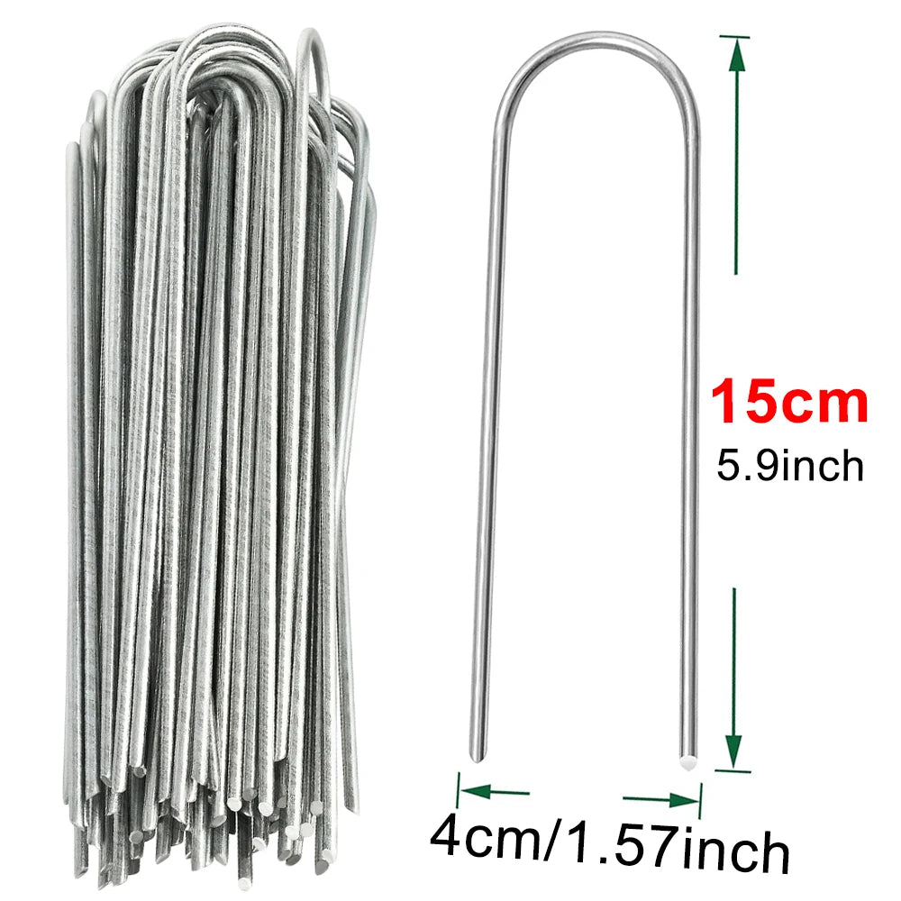 U-Type Garden Staples, Zinc-Coated Steel Landscape Pins