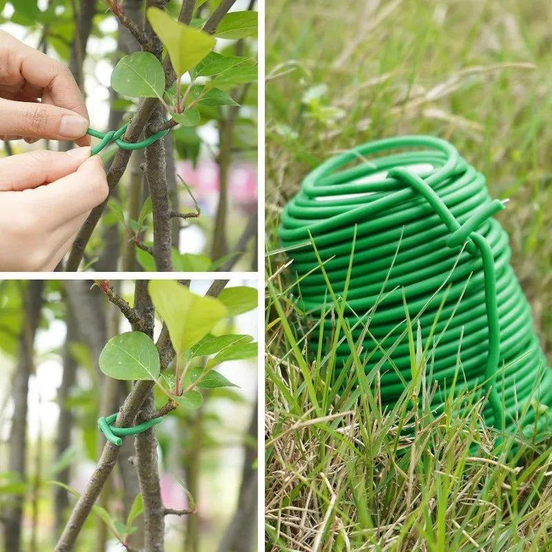 Garden Plant Twine Green Cable Ties Flexible Bendy Vine Support Twist Ties Reusable Plant Branches Rubber Coated Steel Wire