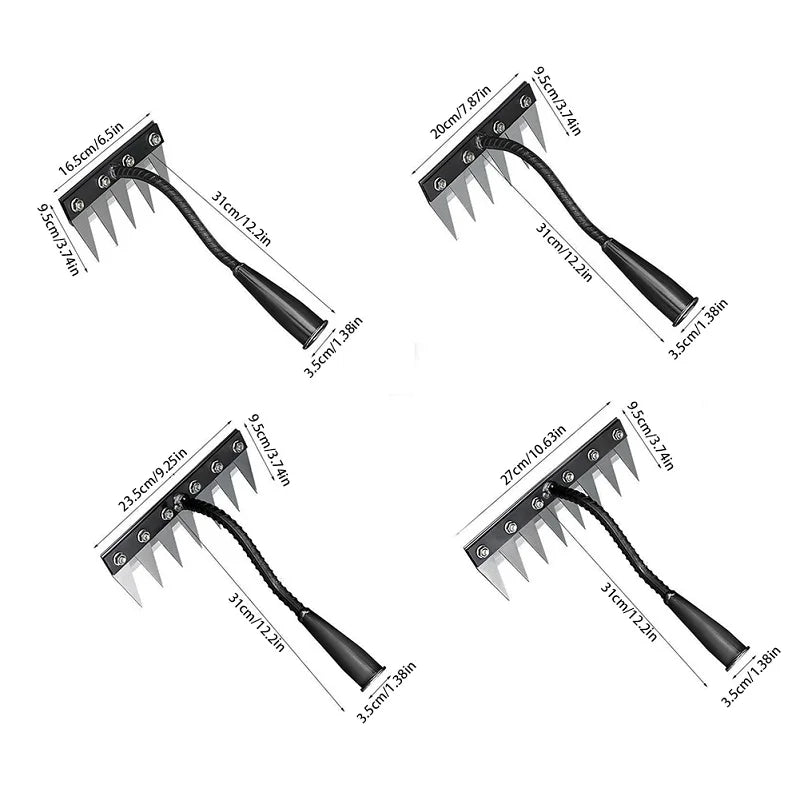 8/7/6/5teeth Garden Weeding Rake Heavy Duty Metal Gardening Hoe Weeding Rake Farm Tool for Gardening Weeding Loosening Soil Rake