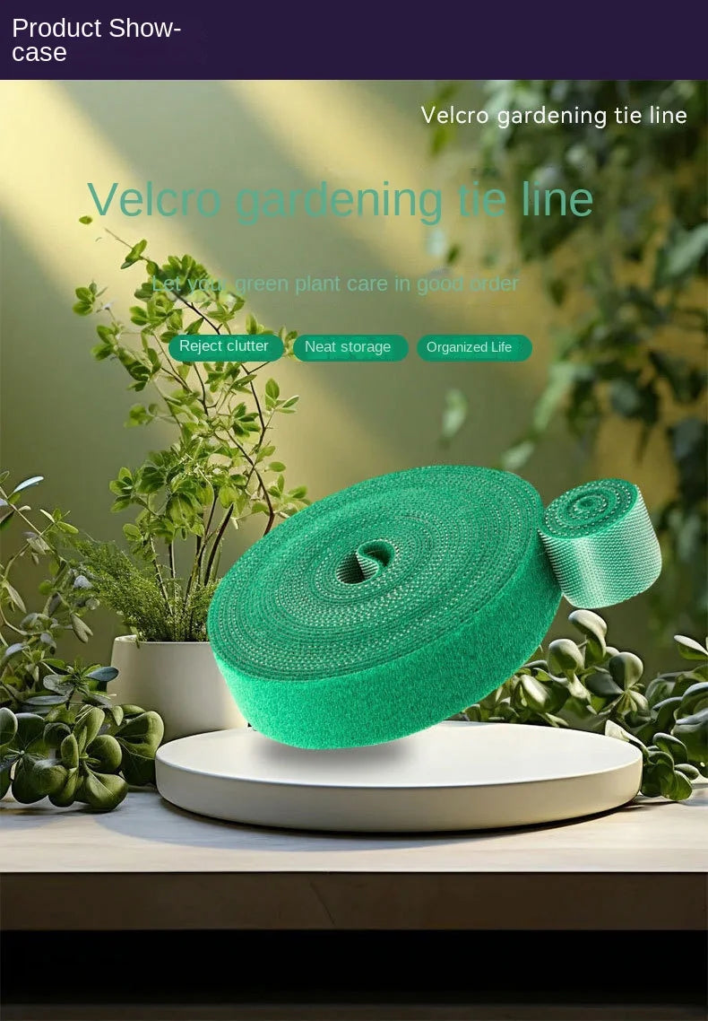 10m Reusable Nylon Plant Ties Green Garden Plant Bandage Cable Ties Self Adhesive Plant Fastener Tape for Plants Garden Home