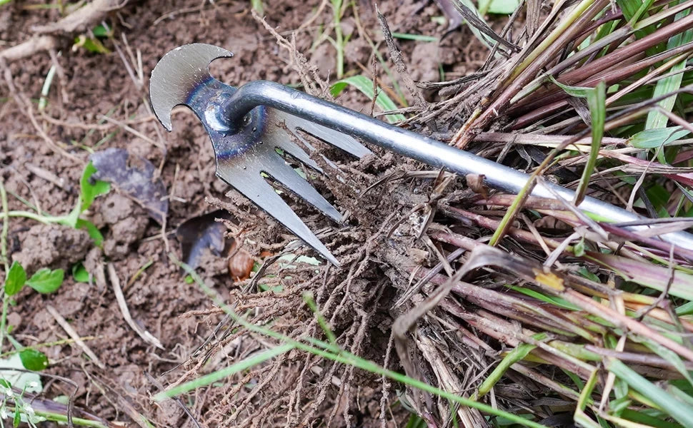 4 Teeths - Multifunctional Hand Weeder for Garden - Durable & Portable Garden Weeding Tool for Vegetable Gardening & Farm Planti