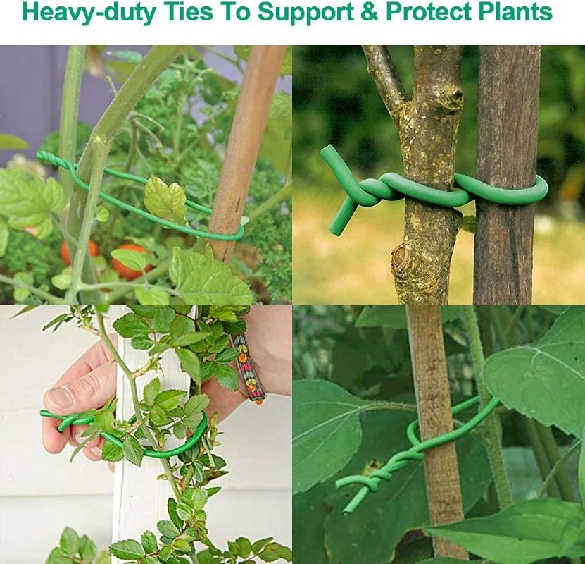 Garden Plant Twine Green Cable Ties Flexible Bendy Vine Support Twist Ties Reusable Plant Branches Rubber Coated Steel Wire
