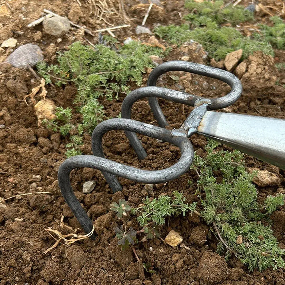 4 Claws Garden Hand Rake Durable Garden Cultivator Fork Head Soil Digging Rake Head Weeding Harvesting Landscaping Tool