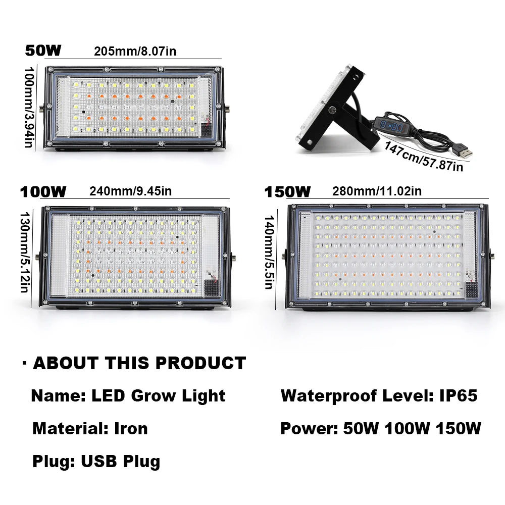 LED Grow Light Phytolamp For Plants USB 5V Sunlike Full Specturm Plant Lights Adjustable Brightness Floodlight Hydroponic IP65
