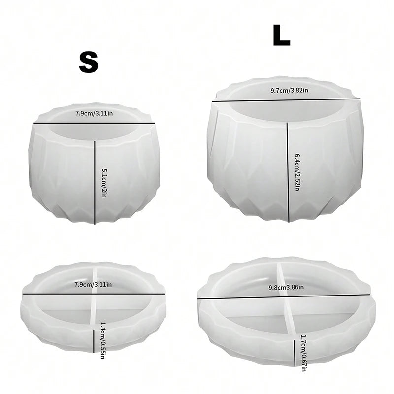 1set Diamond Shaped Silicone Planter Mold DIY Flower Pots and Saucers Cement Clay Mold Storage Box Resin Mold Plaster Craft