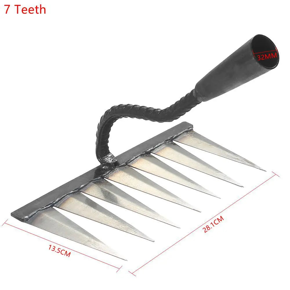 4/5/6/7 Teeth Weeding Hoe Rake Farm Tool Weeding Scarifier Artifact Agricultural Garden Tool Hoe Farm Growing Weeding Tools