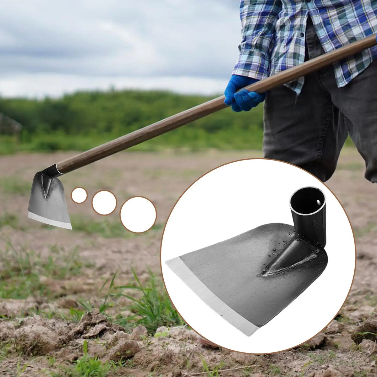 Weeding Hoe Digging Soil Durable Hoe Agricultural Hoe Household Outdoor Farming Tools for Planting Vegetables Flowers Loose lan