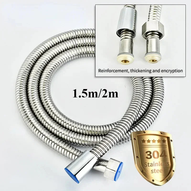 Garden Water Hose Black Pipe 1.5/2M Flexible Pull Extension Pipes Shower Accessories New SUS304 Bathroom Extendable Hoses Home