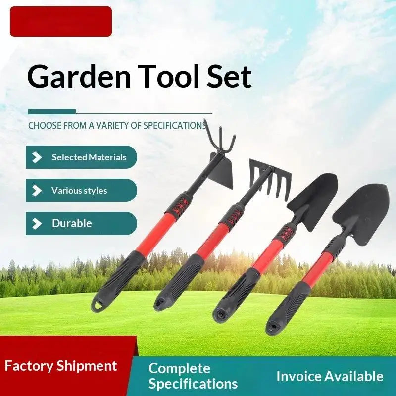 1 Piece Five-Tooth Gardening Spade Rake Hoe Integrated Design Comfort Handle for Outdoor Garden Weeding Digging Planting