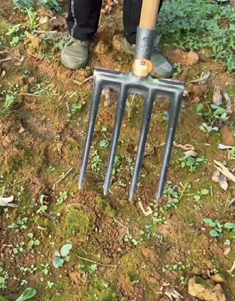 Agricultural Loose Soil Fork Fourtooth Manganese steel farming tools loosening and clearing Manual Garden Soil Turning Artifact
