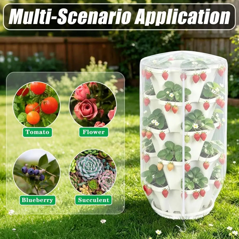 Portable with Zipper Mesh Plant Covers Reusable Protection Insect Netting Stackable Plant Protectors Greenhouse
